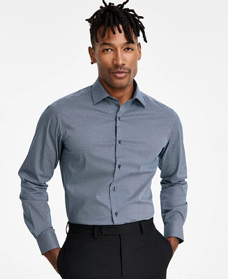 Alfani Men's Slim-Fit Temperature Regulating Geo-Print Dress Shirt, Created for Macy's