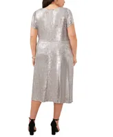 Vince Camuto Plus Size Metallic Ruched Midi Dress