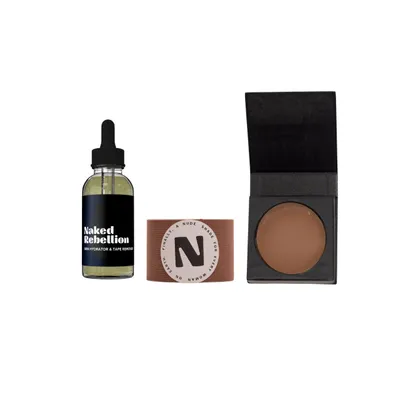 Naked Rebellion Women's The Nudist Kit: Nude Shade Sweat-Proof Boob Tape, Skin Hydrator and Tape Remover Body Oil & Reusable Nipple Stickies
