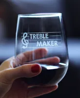 Bevvee Treble Maker Musician Gifts Stem Less Wine Glass, 17 oz