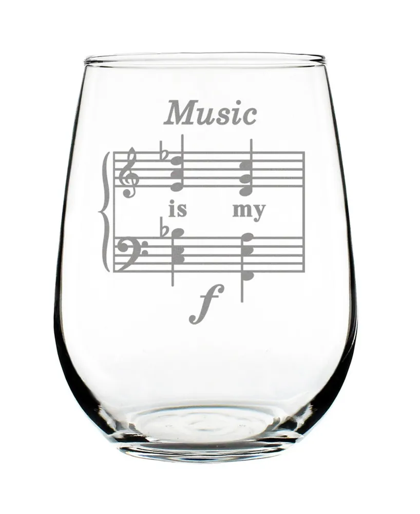 Bevvee Music is my Forte Musician Gifts Stem Less Wine Glass, 17 oz