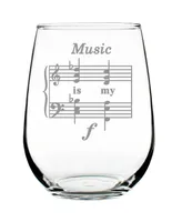 Bevvee Music is my Forte Musician Gifts Stem Less Wine Glass, 17 oz