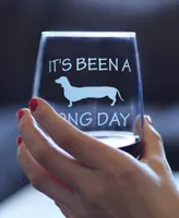 Bevvee It's Been a Long Day Funny Dachshund Dog Gifts Stem Less Wine Glass, 17 oz