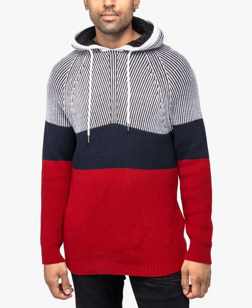 X-Ray Men's Color Blocked Hooded Sweater