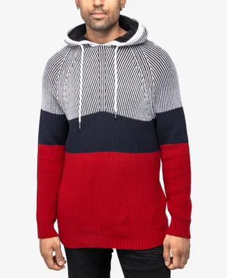 X-Ray Men's Color Blocked Hooded Sweater