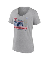 Women's Nike Heather Gray Texas Rangers 2023 World Series Champions Locker Room V-Neck T-shirt