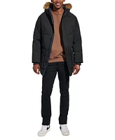 Tommy Hilfiger Men's Long Quilted Parka with Removable Faux-Fur Trim