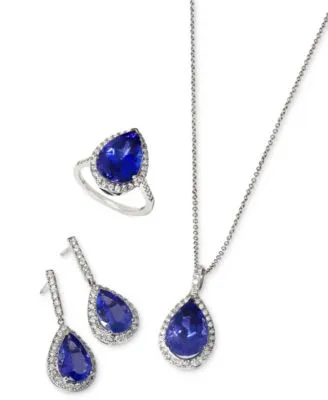 Effy Tanzanite Diamond Pear Halo Jewelry Collection In 14k White Gold