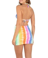 Hurley Juniors Ombre Tie Dyed Triangle Bikini Top Cover Up Mini Skirt