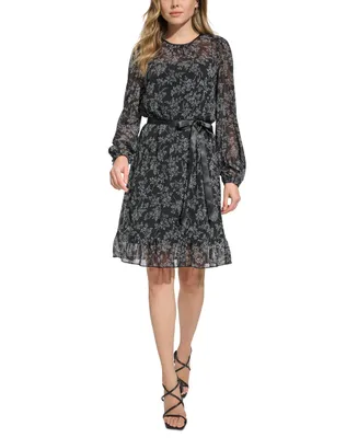 Jessica Howard Women's Printed Belted Dress