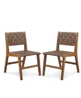 Ink+Ivy 18.75" 2-Pc. Oslo Wide Faux Leather Woven Dining Chairs