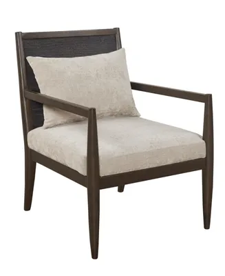 Madison Park 25" Lillie Wide Wood Removable Seat Cushion and Back Pillow with Handcrafted Sea Grass Back Armchair