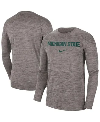Men's Nike Heather Gray Michigan State Spartans Team Velocity Performance Long Sleeve T-shirt
