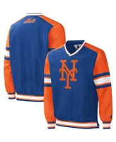 Men's Starter Royal New York Mets Yardline V-Neck Pullover Windbreaker