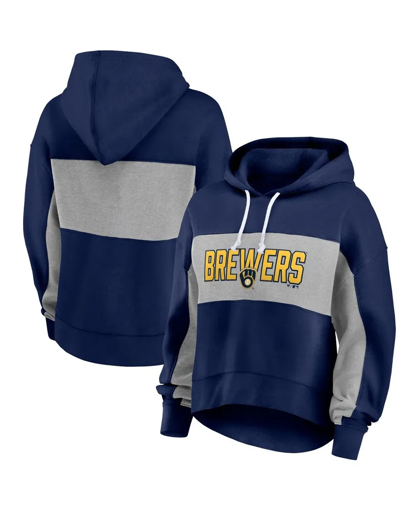 Women's Fanatics Navy Milwaukee Brewers Filled Stat Sheet Pullover Hoodie