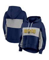 Women's Fanatics Navy Milwaukee Brewers Filled Stat Sheet Pullover Hoodie