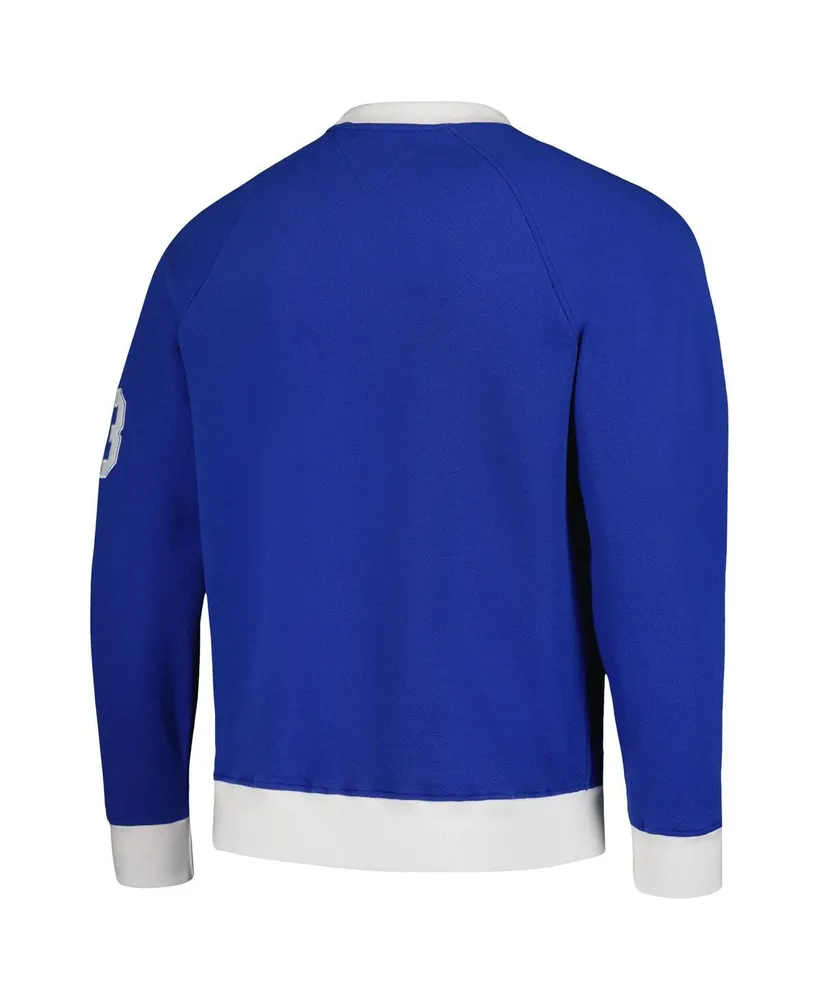 Men's Tommy Hilfiger Royal, White Indianapolis Colts Reese Raglan Tri-Blend Pullover Sweatshirt