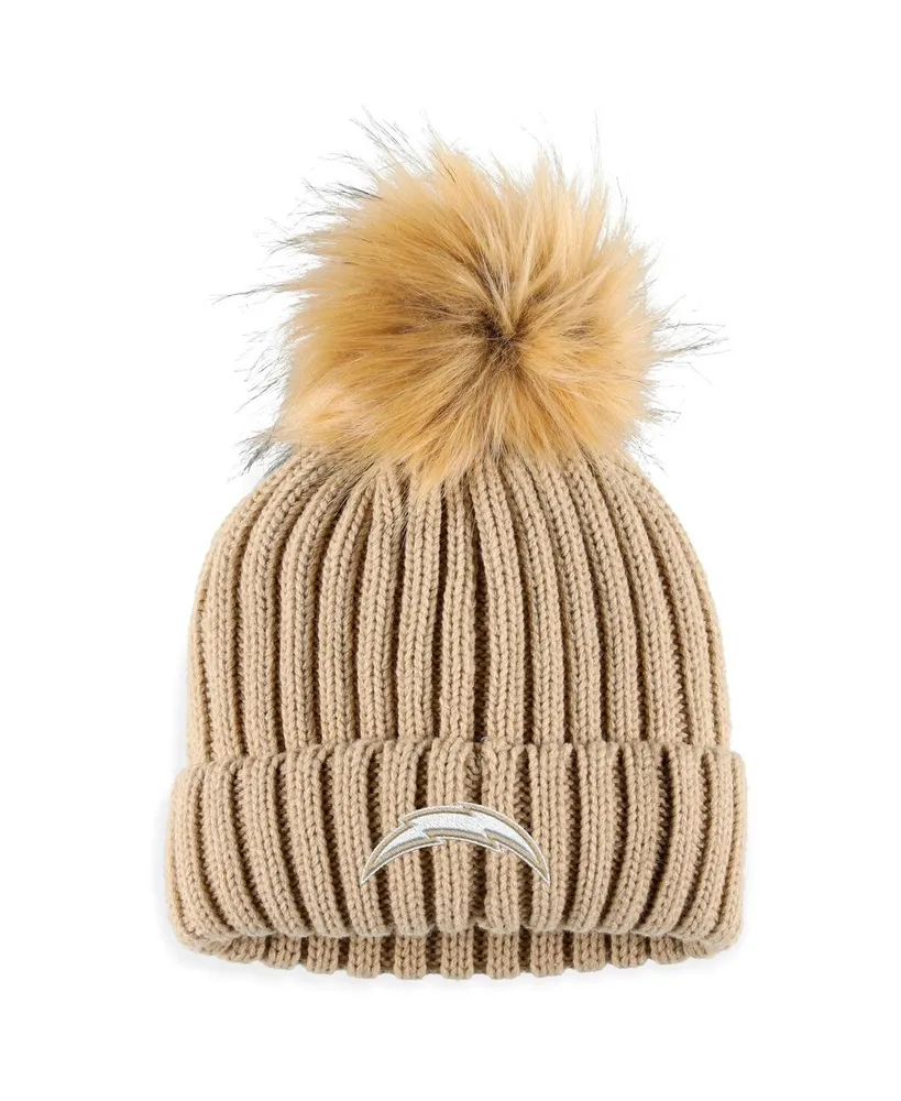 Women's Wear by Erin Andrews Natural Los Angeles Chargers Neutral Cuffed Knit Hat with Pom