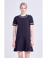 Women's Knit Contrast Mini Dress