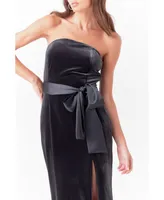 Women's Strapless Velvet Midi Dress