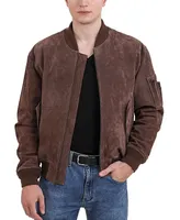 Landing Leathers Men Ma-1 Suede Leather Flight Bomber Jacket