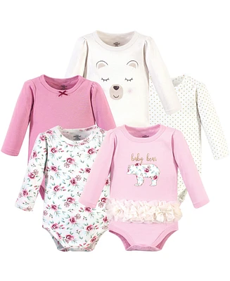 Little Treasure Baby Girls Treasure Cotton Long-Sleeve Bodysuits 5pk