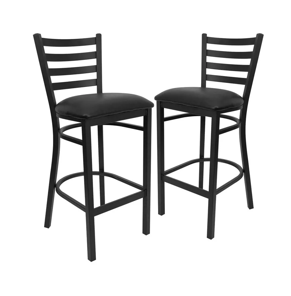 2 Pack Ladder Back Metal Restaurant Barstool