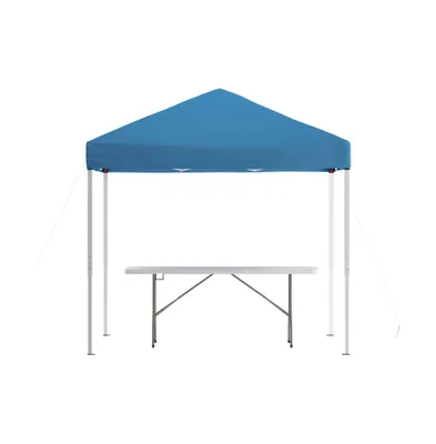 Outdoor Event/Tailgate Tent Set With Pop Up Event Canopy And Wheeled Case And Bi-Fold Table With Carrying Handle