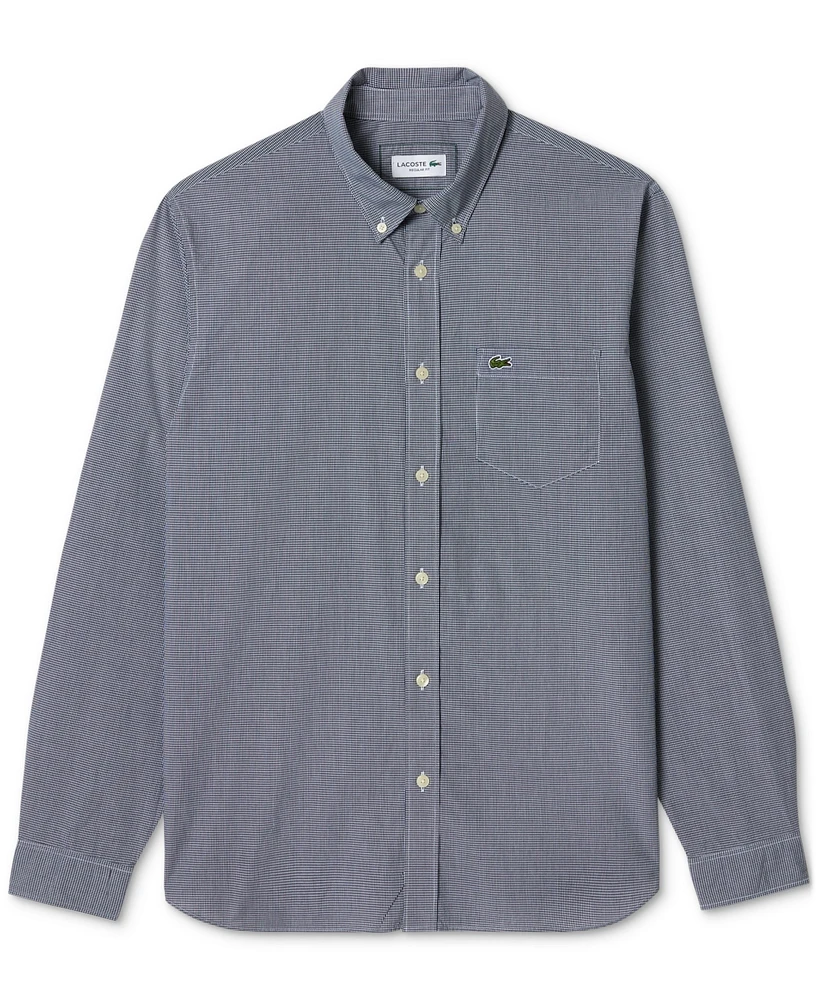 Lacoste Men's Regular-Fit Gingham Check Button-Down Shirt