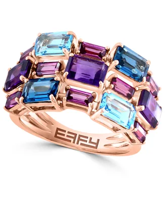 Effy Multi-Gemstone Three Row Statement Ring (5-3/8 ct. t.w.) in 14k Rose Gold