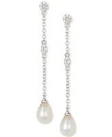 Adornia Silver-Tone Freshwater Pearl (7mm) Drop Earrings