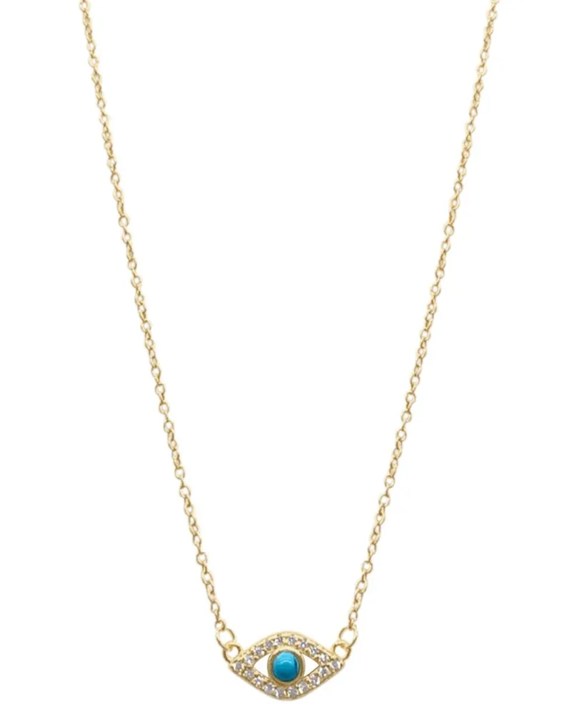 Adornia 14k Gold-Plated Evil Eye Charm Pendant Necklace, 15" + 2" extender