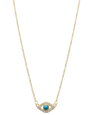 Adornia 14k Gold-Plated Evil Eye Charm Pendant Necklace, 15" + 2" extender