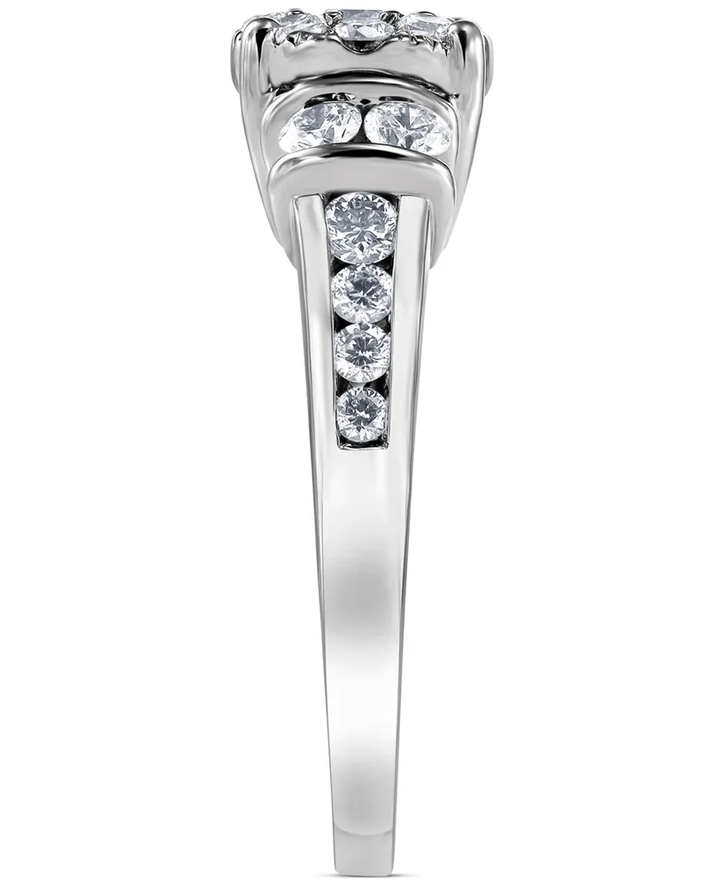 Diamond Halo Channel-Set Engagement Ring (1 ct. t.w.) in 14k White Gold