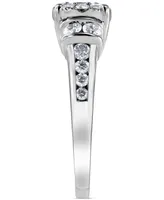 Diamond Halo Channel-Set Engagement Ring (1 ct. t.w.) in 14k White Gold