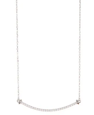 Adornia Silver-Tone Crystal Curved Bar Necklace, 16" + 2" extender