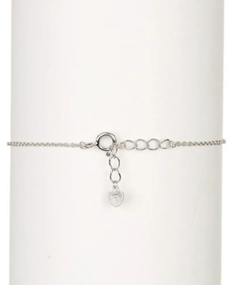 Adornia Rhodium-Plated Heart Charm & Color Stone Flex Bracelet