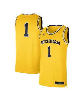 Men's Jordan #1 Maize Michigan Wolverines Limited Authentic Jersey