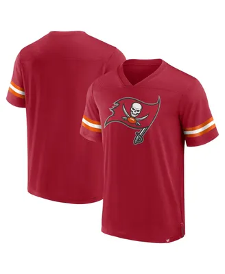 Men's Fanatics Red Tampa Bay Buccaneers Jersey Tackle V-Neck T-shirt