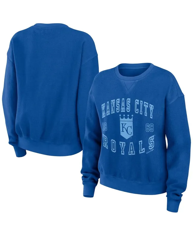 G-iii 4her By Carl Banks Women's Royal Kansas City Royals Script Comfy Cord  Pullover Sweatshirt