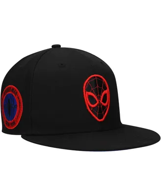 Men's Black Marvel Spiderman Logo Elements Fitted Hat