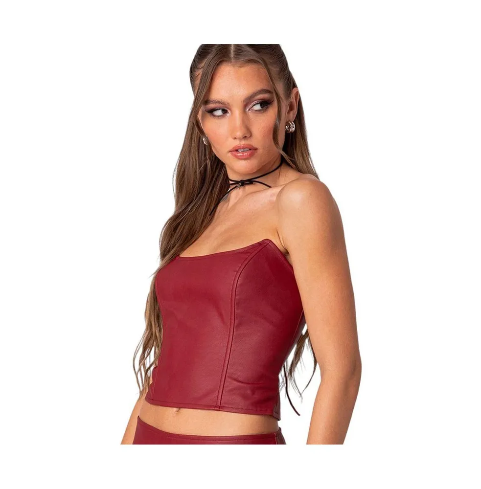 Edikted Women's Aster faux leather corset top