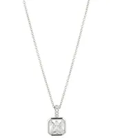 Eliot Danori Silver-Tone Radiant-Cut Cubic Zirconia Pendant Necklace, 16" + 2" extender, Created For Macy's