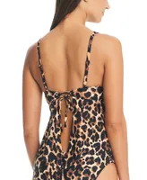 Bar Iii Women's Cheetah V-Hem Tie-Back Tankini Top, Created for Macy's