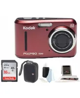 Kodak Pixpro FZ43 Friendly Zoom (Red) with 16GB Memory Card Bundle