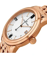 Alexander Men's Macedon Rose-Gold Stainless Steel , White Dial , 40mm Round Watch - Rose