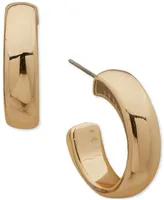 Anne Klein Gold-Tone Small Wide C-Hoop Earrings