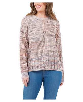 Jpr Studio Women's Patchwork Spacedye Long Sleeve Sweater