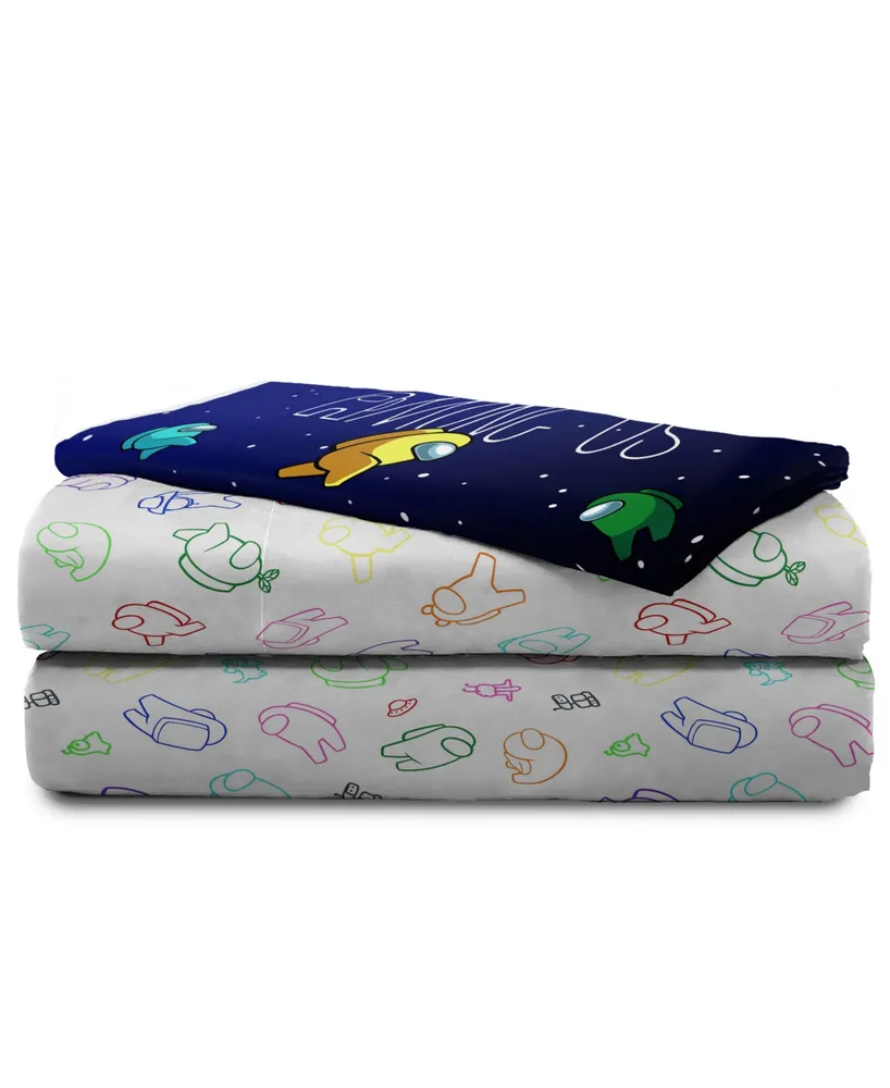 Among Us Innersloth Crewmates 85 Gsm Microfiber 3 Piece Sheet Set, Twin