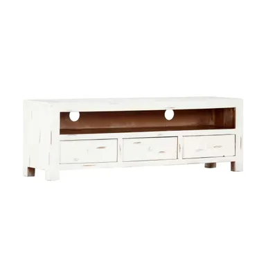 Tv Stand White 47.2"x11.8"x15.7" Solid Wood Acacia